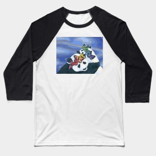 Pandas with Rainbow Butterfly Crowns Baseball T-Shirt